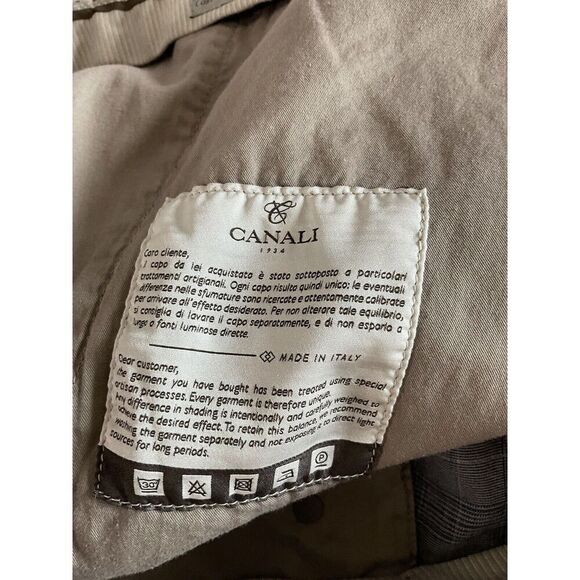 NWT Canali Gray Plaid pants 56 (40 x 35 ) Trousers Contemporary Fit Linen Blend* - Picture 14 of 16